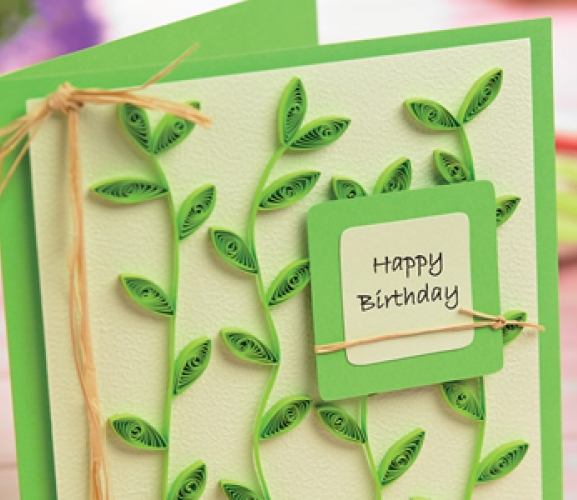 Quilled Green Plant Garden Card Free Craft Project Papercrafting