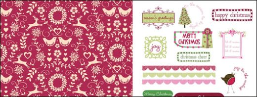 Scandi Red & Pink Christmas Free Papers & Sentiments
