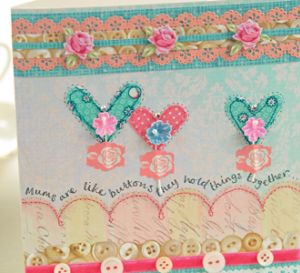 Stitched Feminine Card, Gift Tag & Fabric Heart