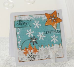 Joy Festive Blue Christmas Card