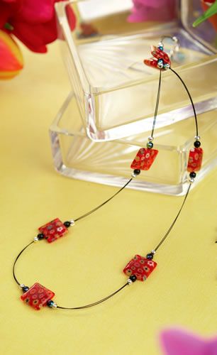 Square Glass Bead Necklace