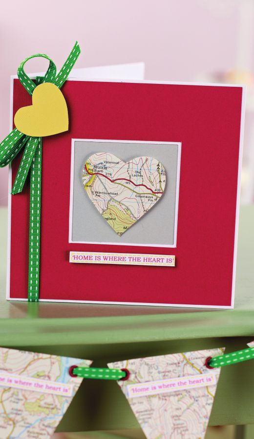 Box Frame And Greeting Heart Decorated With Maps