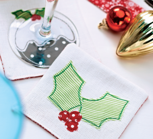 Christmas Holly Fabric Coasters