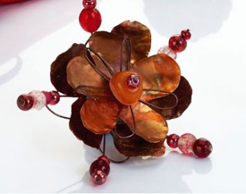 Create Copper Sheet Flowers Brooch