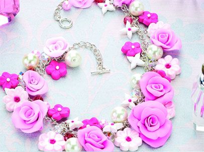 Polymer Clay Flower Clusters Necklace