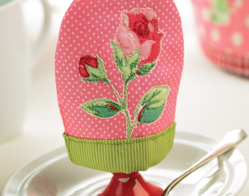 Embroidered Rose Egg Cosy