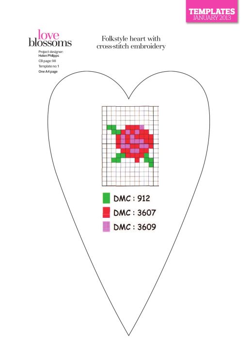 Folkstyle Heart With Cross-Stitch Embroidery