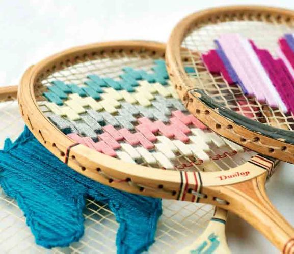 Embroidered Upcycled Tennis Rackets