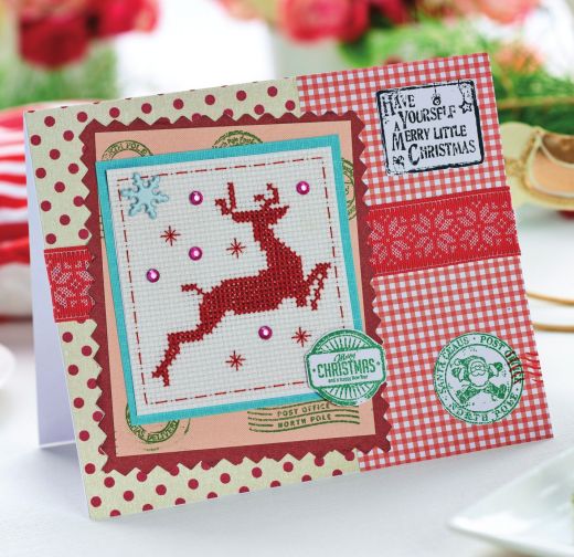 Red And White Themed Cross-Stitch Set