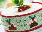 Stitched Cake Band And Topper With Pudding Motifs