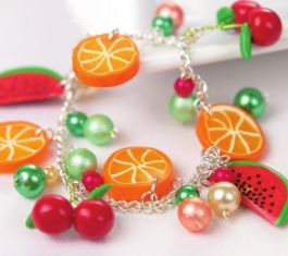 Polymer Clay Fruit Charm Bracelet