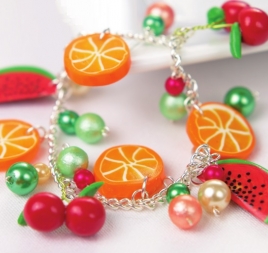 Polymer Clay Fruit Charm Bracelet Polymer Clay Fruit Charm Bracelet