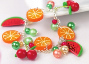 Polymer Clay Fruit Charm Bracelet