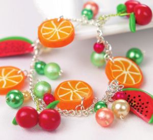 Polymer Clay Fruit Charm Bracelet