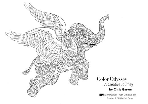 Flying Elephant Colouring In Page