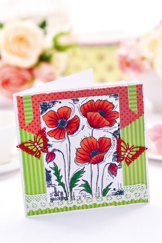 Layered and Embellished Pretty Poppies