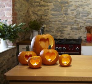 Carved Heart Pumpkins