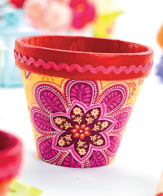 Fabric Decoupage Plant Pots Free Craft Project More Crafts Crafts