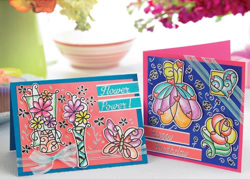 Flower Sticker Greeting Cards