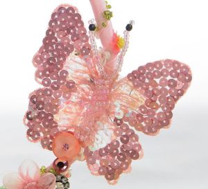 Beaded Pink Butterfly Wall Hanging