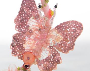 Beaded Pink Butterfly Wall Hanging Beaded Pink Butterfly Wall Hanging