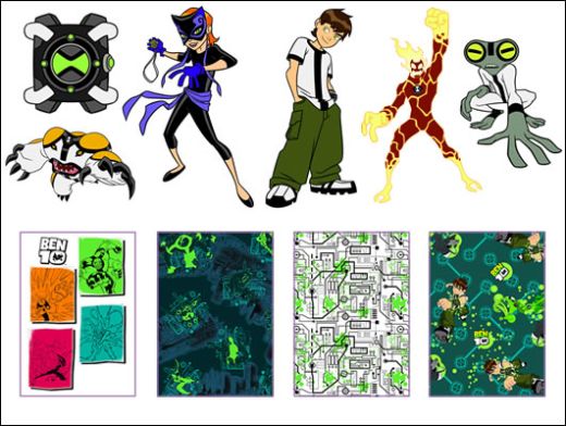 Ben 10 Cartoon Motifs & Free Papers