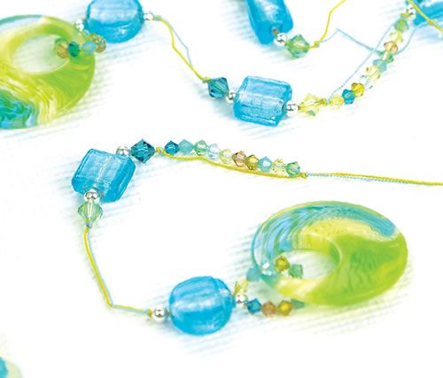 Seaside Blue & Green Bead Lariat Necklace