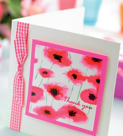 Watercolour Poppy Card