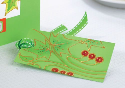 Acetate Painted Christmas Holly  Window Card