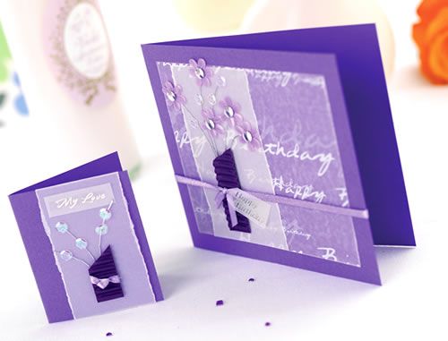 Purple Sequin Bouquet Tag & Card