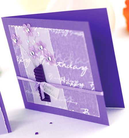 Purple Sequin Bouquet Tag & Card