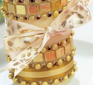 Gold Jewel Embellished Candle