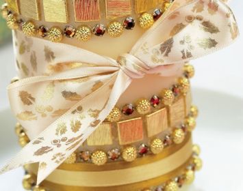 Gold Jewel Embellished Candle