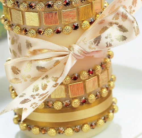 Gold Jewel Embellished Candle