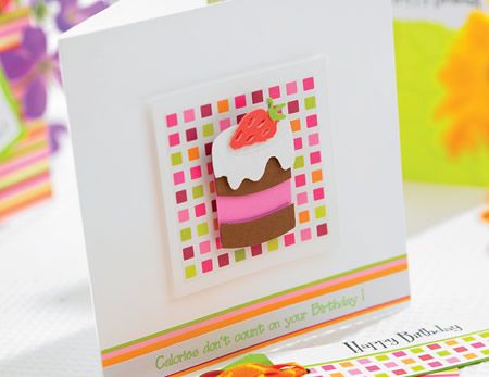 Die Cut Strawberry Cake Birthday Card