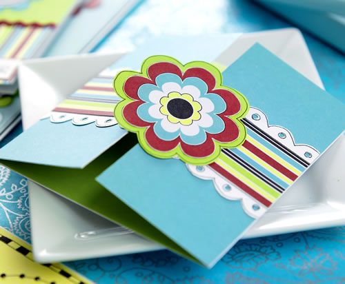 Retro Stamped Flower Gate Fold Card Set