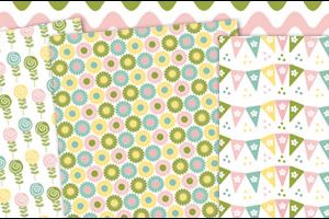 Pastel Floral & Bunting Free Papers