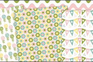 Pastel Floral & Bunting Free Papers