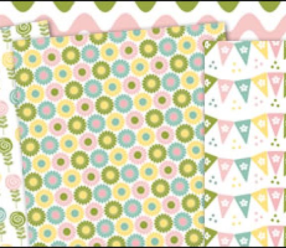 Pastel Floral & Bunting Free Papers