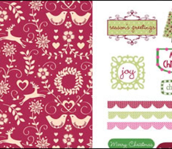 Scandi Red & Pink Christmas Free Papers & Sentiments