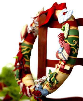 Folk Scrap Fabric Christmas Wreath