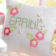 Spring Cross-stitched Cushion & Tag