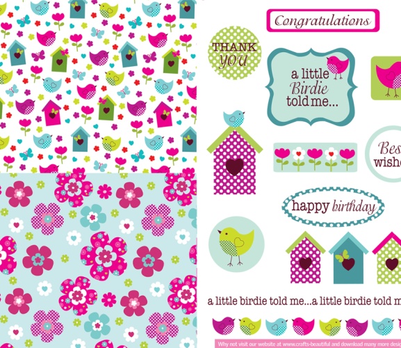 Folk Style Bird Celebration Free Papers