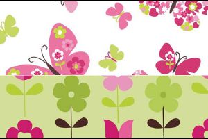 Pink & Green Butterfly Free Papers