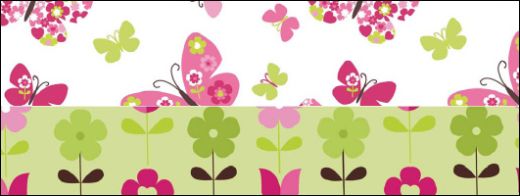 Pink & Green Butterfly Free Papers