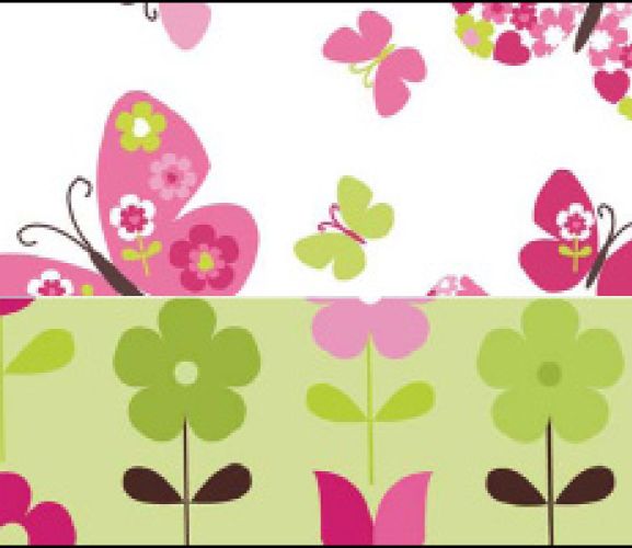 Pink & Green Butterfly Free Papers