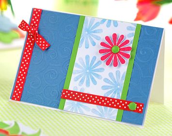 Stamped & Embossed Basic Flower Greeting Card Stamped & Embossed Basic Flower Greeting Card