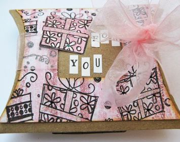 Pink Stamped Kraft Paper Gift Box