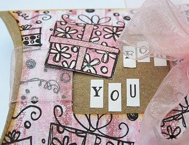 Pink Stamped Kraft Paper Gift Box