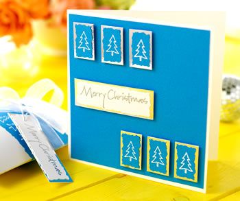 Rubber Stamped Graphic Style Christmas Card & Gift Box